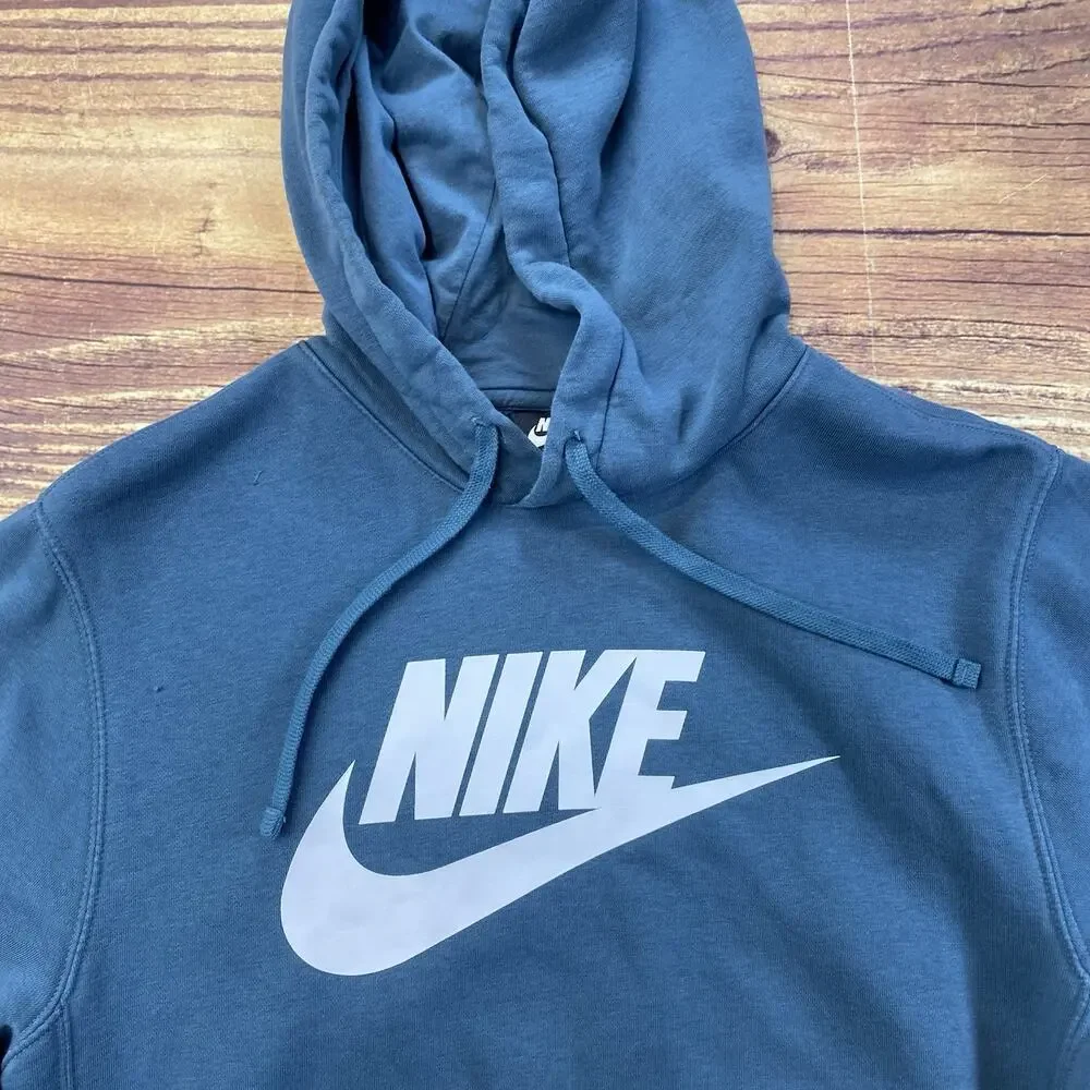 NIKE Hoodie Sweatshirt Mens Small Green Swoosh Logo Pullover Cotton